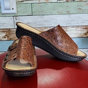 Alegria Leather Adjustable Slide Sandals - Julee - EU39/US9M